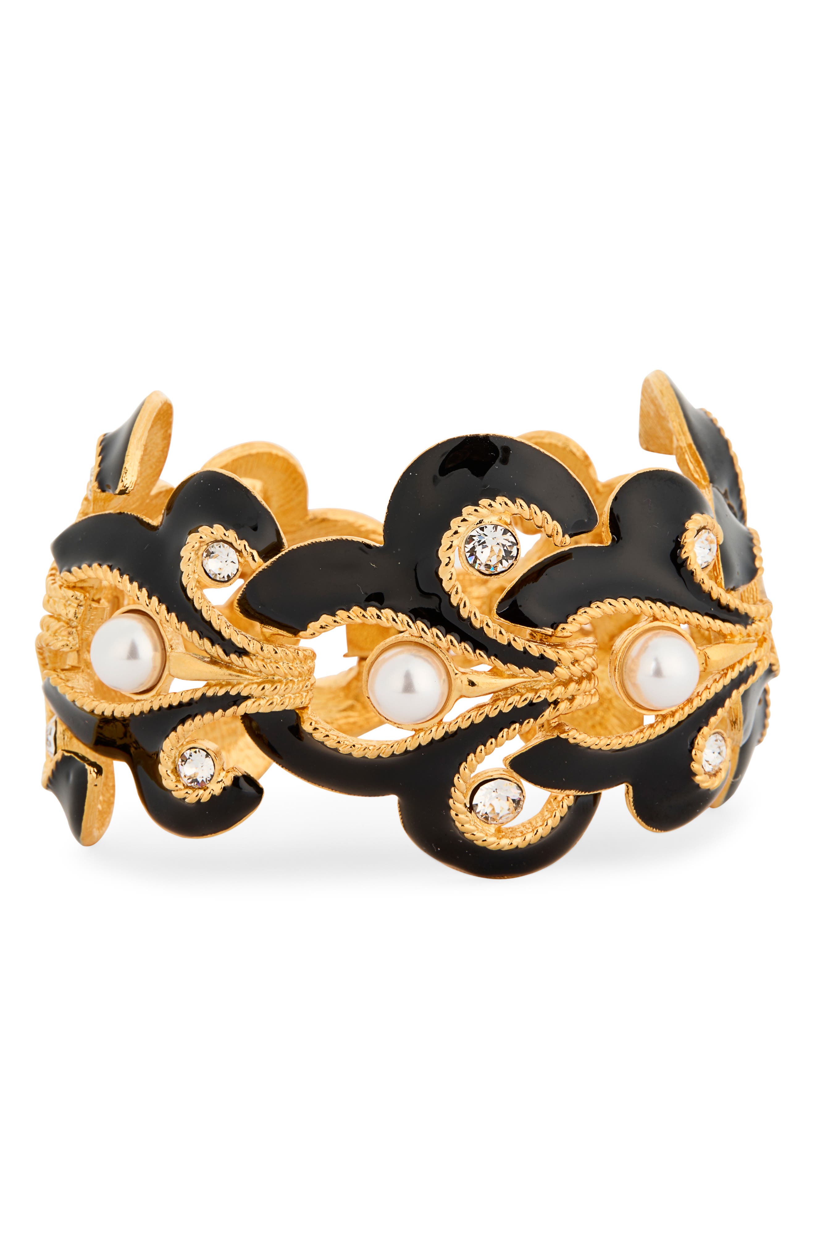 Kenneth Jay Lane Faux Pearl & Crystal Bracelet