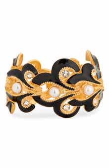 Kenneth Jay Lane Faux Pearl & Crystal Bracelet