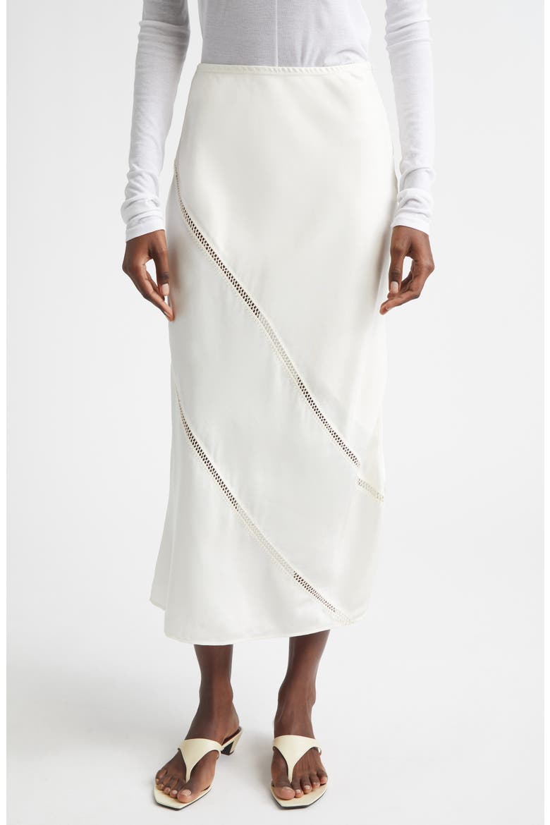 Tobago Embroidered Silk Midi Skirt, Main, color, OFF-WHITE