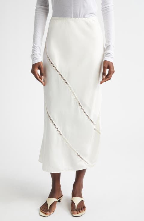 Tobago Embroidered Silk Midi Skirt