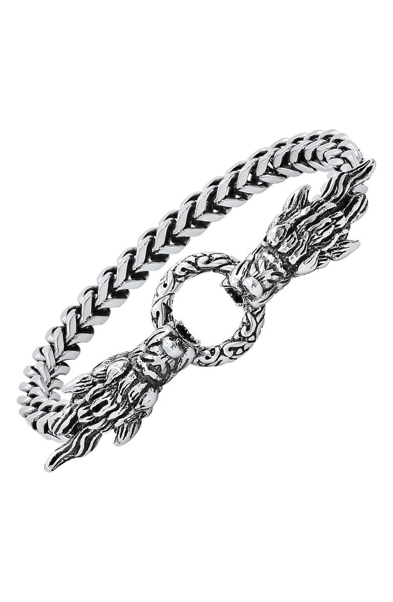 STEELTIME Men's Stainless Steel Dragon Head Bracelet, Alternate, color, Metallic