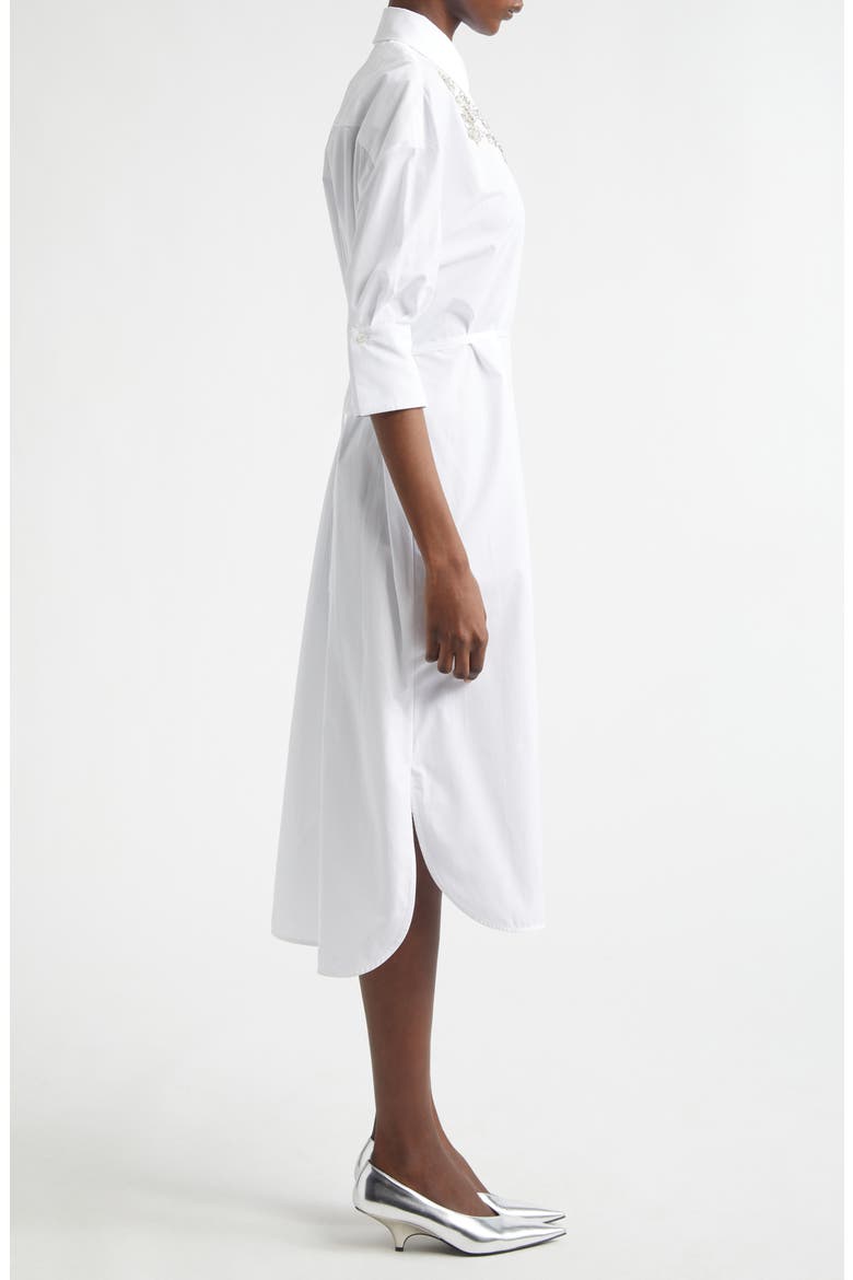 Embellished Cotton Poplin Shirtdress, Alternate, color, WHITE