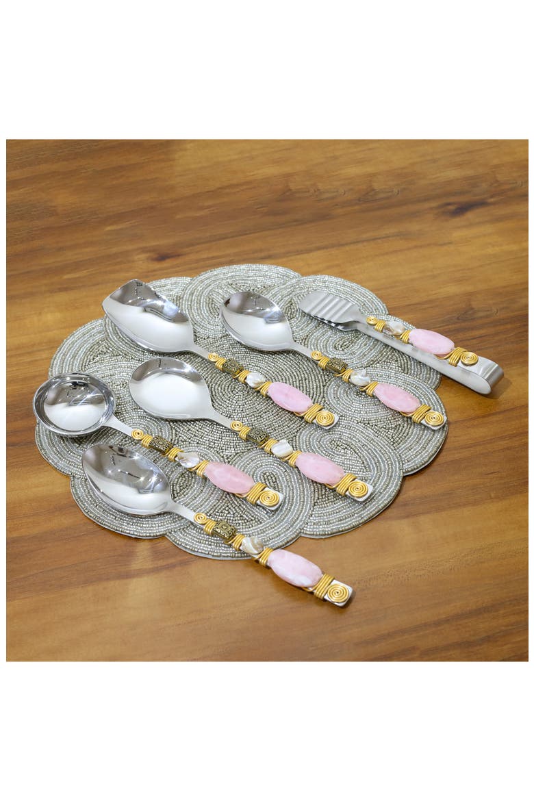 6-Piece Serving Spoons, Alternate, color, PINK