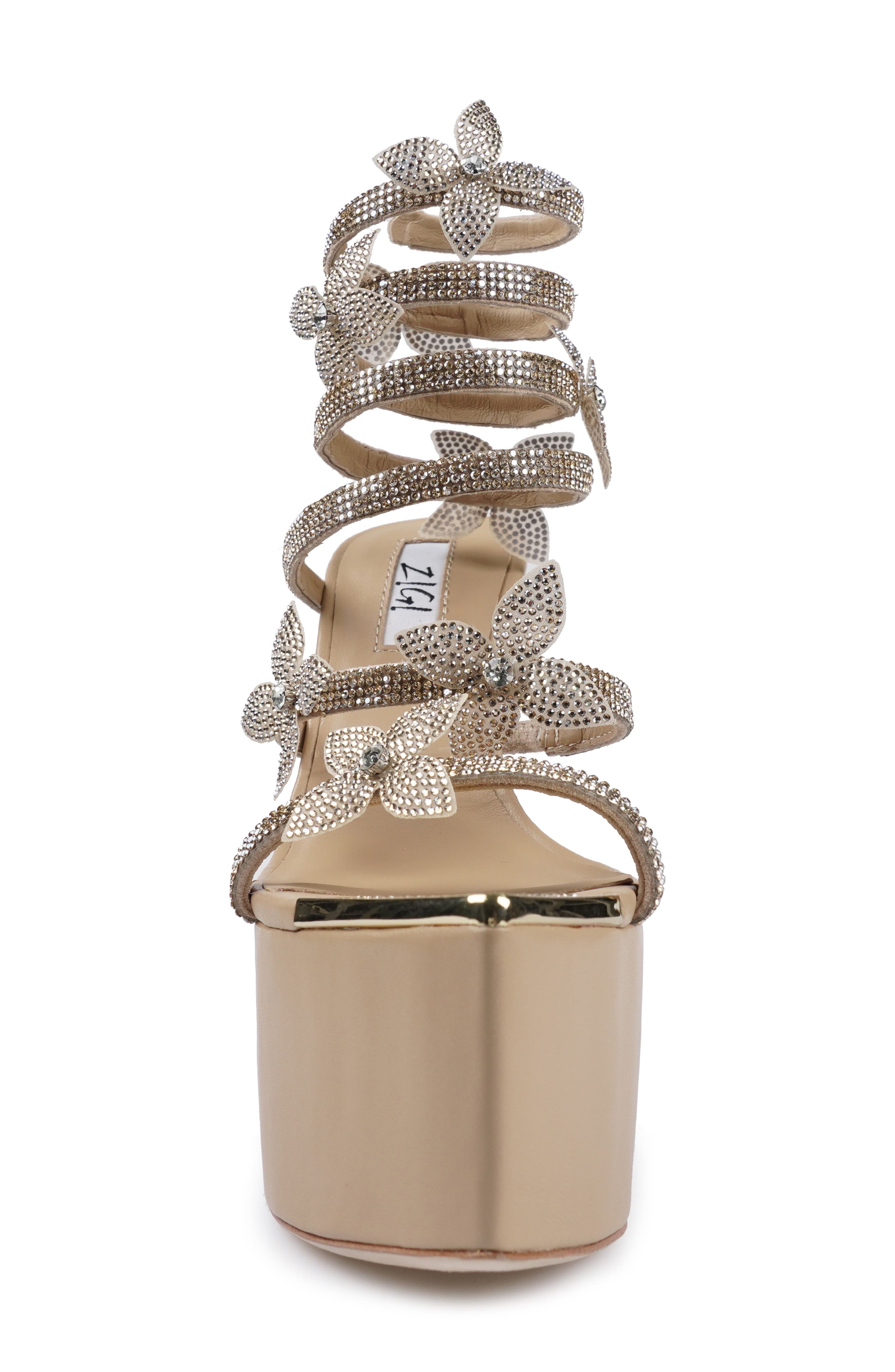 Zinnia Embellished Strappy Platform Sandal, Alternate, color, GOLD SUEDE