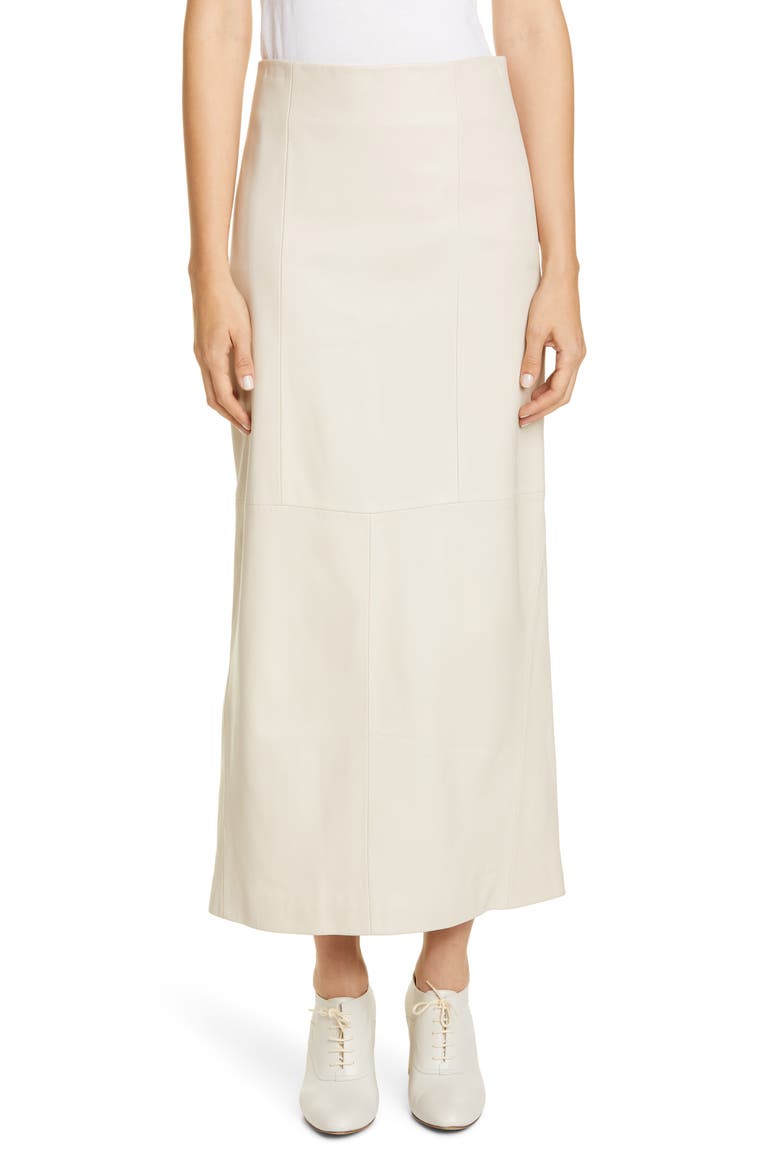 Leather Maxi Skirt, Main, color, IVORY