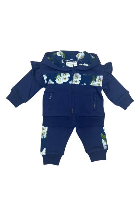 Kids' Ruffle Floral Fleece Jacket & Pants Set