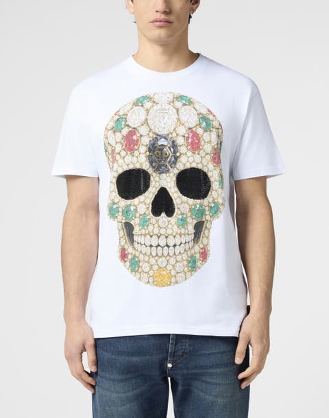 Round Neck T-Shirt Skull Stones Men