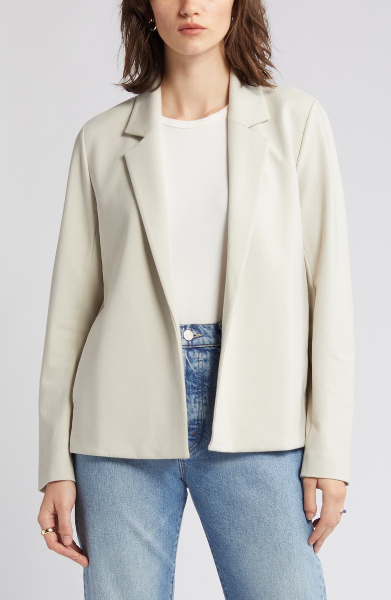 Eileen Fisher Notched Lapel Ponte Blazer, Alternate, color, Chalk