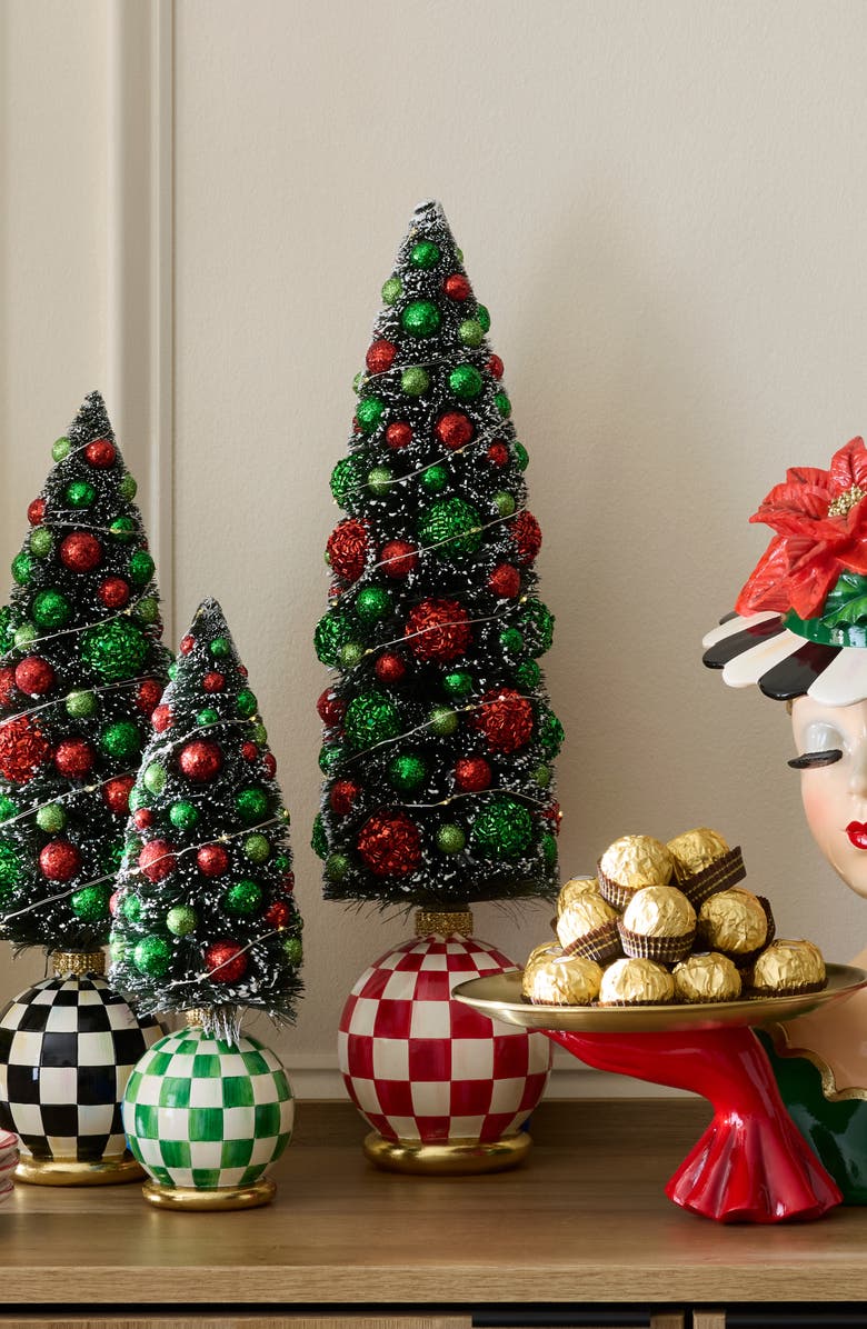 MACKENZIE CHILDS Check It Out Illuminated Large Tree, Alternate, color, Green