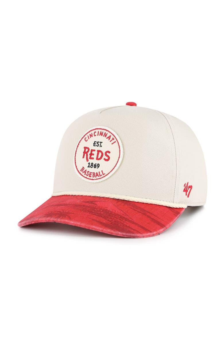 '47 Men's '47 Cream/Red Cincinnati Reds Fiji Rope Hitch Adjustable Hat, Main, color,