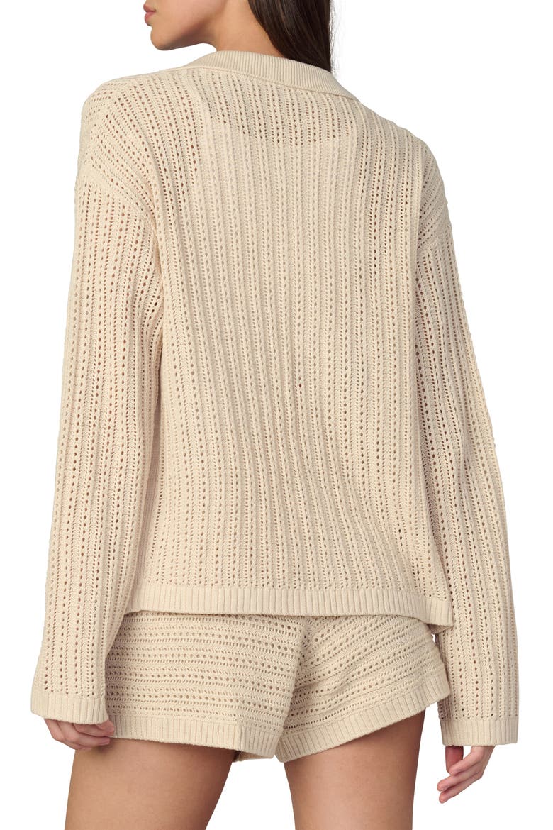 The Arlo Open Stitch Cardigan, Alternate, color, CREME BRULEE