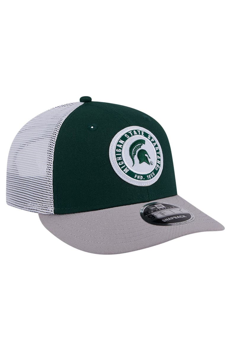 New Era Men
s New Era Green Michigan State Spartans Throwback Circle Patch 9FIFTY Trucker Snapback Hat, Alternate, color, Green
