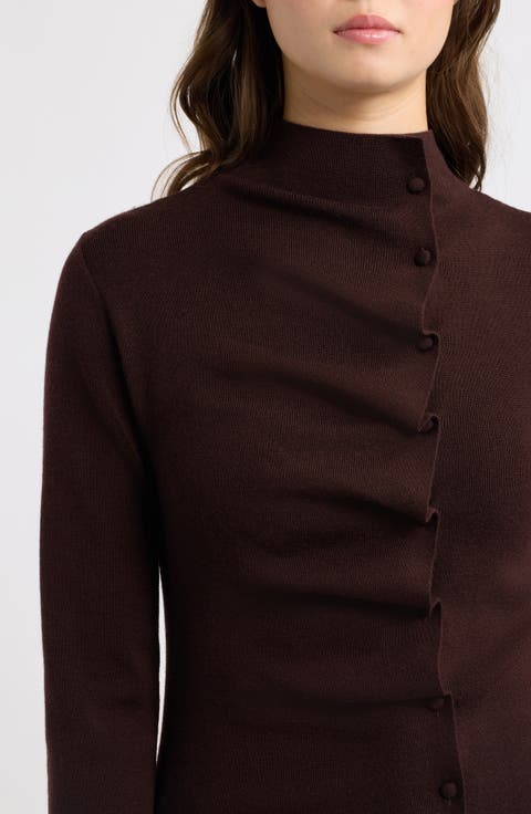 Asymmetrical Wool Pleated Top