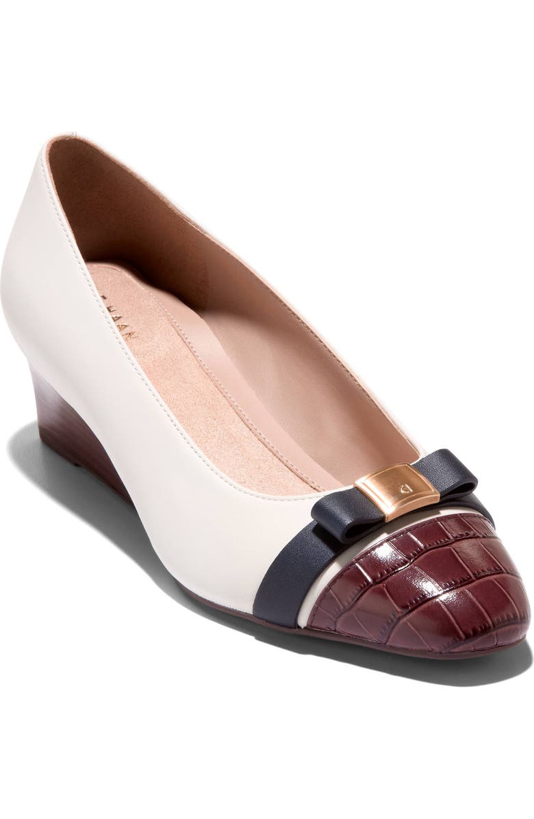 Cole Haan Go-To Malta Bow Wedge Pump, Main, color, Powder Leather