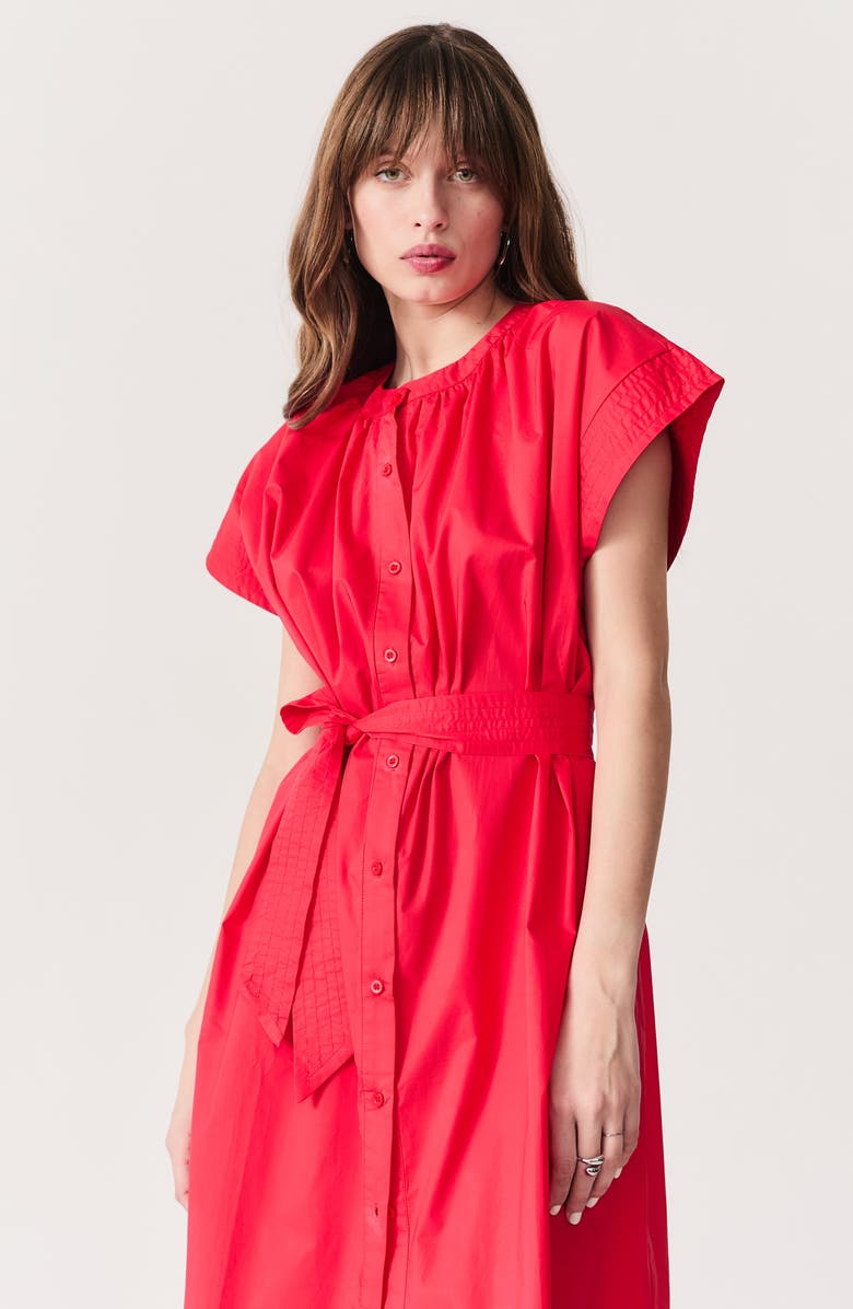 DELUC Cancela Cap Sleeve Cotton Poplin Shirtdress, Alternate, color, Red