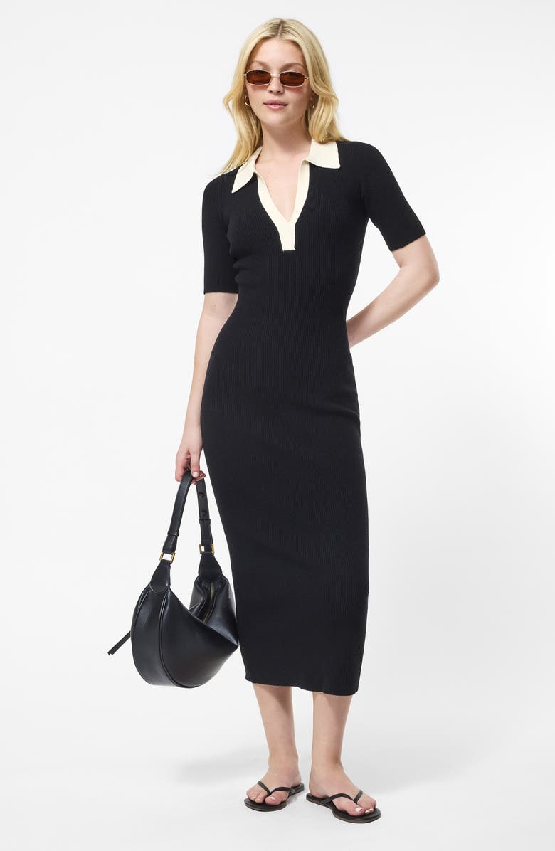 French Connection Collar Rib Midi Dress, Alternate, color,