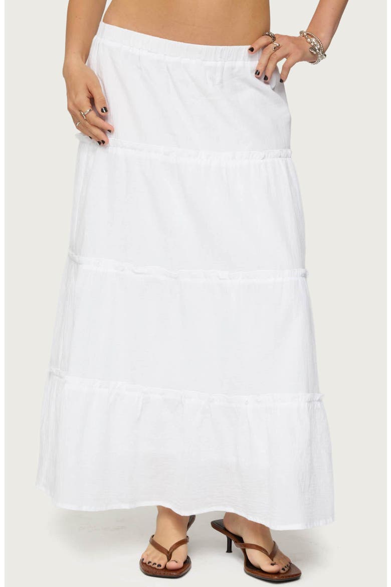 Tiered Cotton Maxi Skirt, Main, color, WHITE