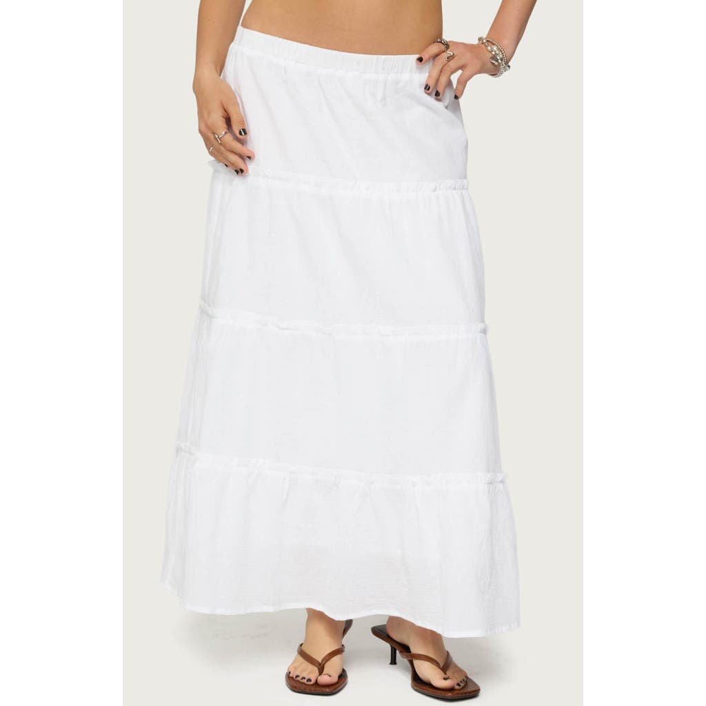 Edikted Tiered Cotton Maxi Skirt In White