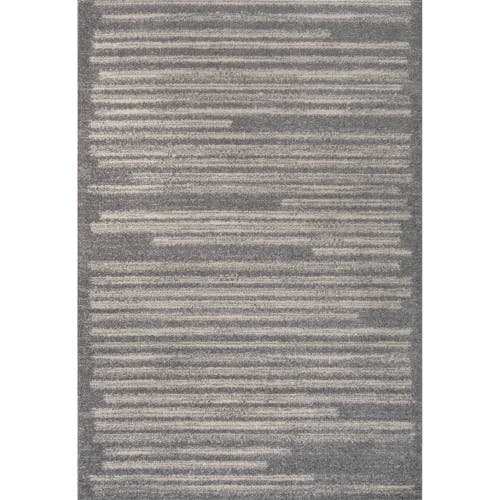 Jonathan Y Khalil Modern Berber Stripe Area Rug In Gray/cream