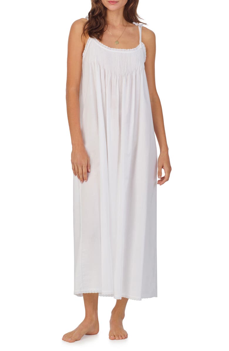 Eileen West Floral Tie Strap Sleeveless Ballet Cotton Lawn Nightgown, Main, color, 