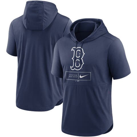 Men's Nike Navy Boston Red Sox Logo Lockup Performance Short-Sleeved Pullover Hoodie