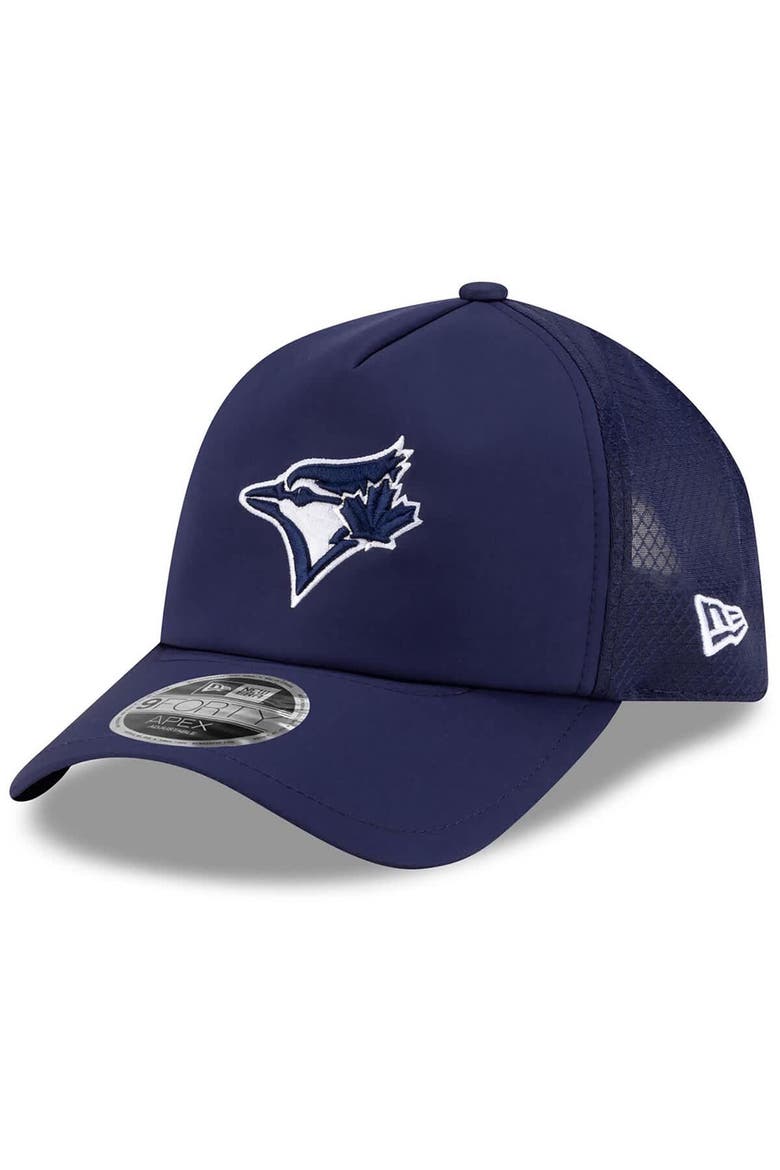 Men's New Era Navy Toronto Blue Jays 2026 Batting Practice Apex 9FORTY Adjustable Trucker Hat, Main, color, Navy