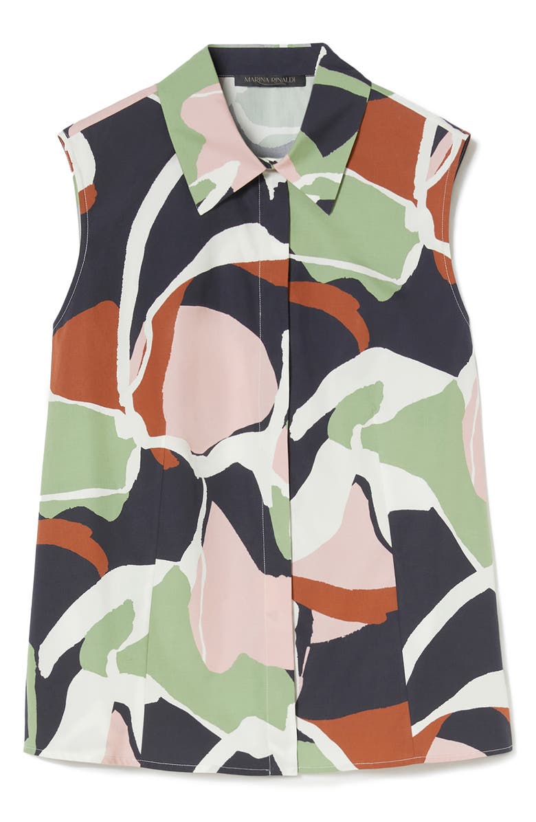 Marina Rinaldi Conico Cotton Poplin Button-Up Shirt, Alternate, color, White