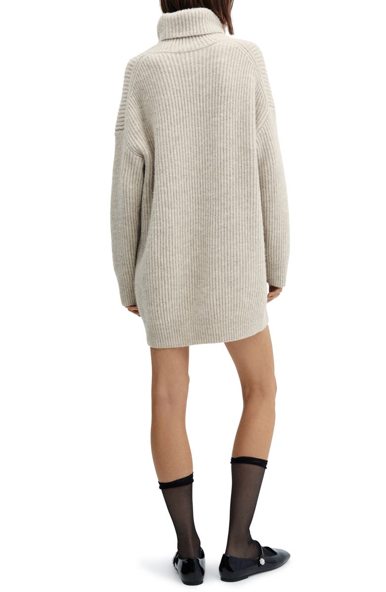 MANGO Turtleneck Long Sleeve Rib Sweater Dress, Alternate, color, 