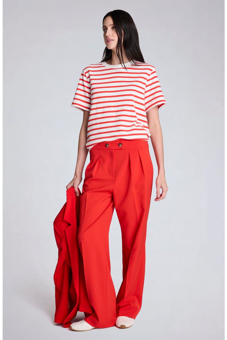Pleat Front Wide Leg Pants, Alternate, color, LAVA RED