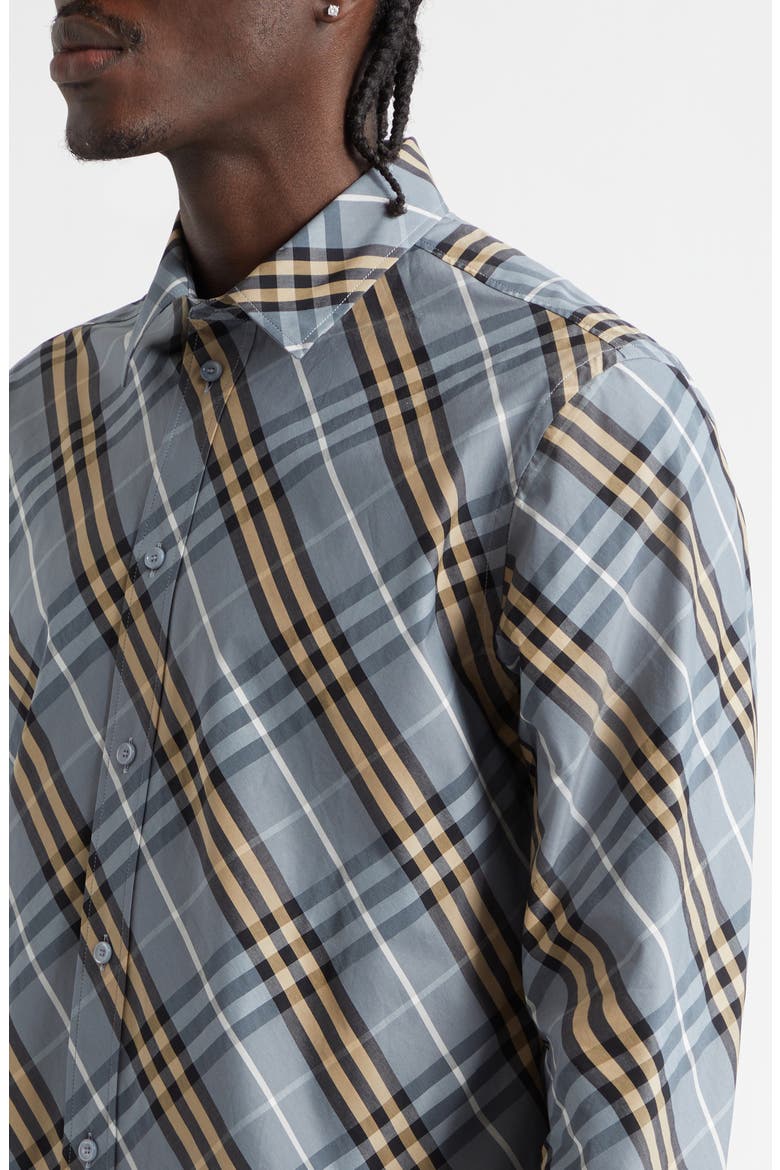 Robert Regular Fit Check Cotton Poplin Button-Up Shirt, Alternate, color, WAVE BLUE IP CHECK