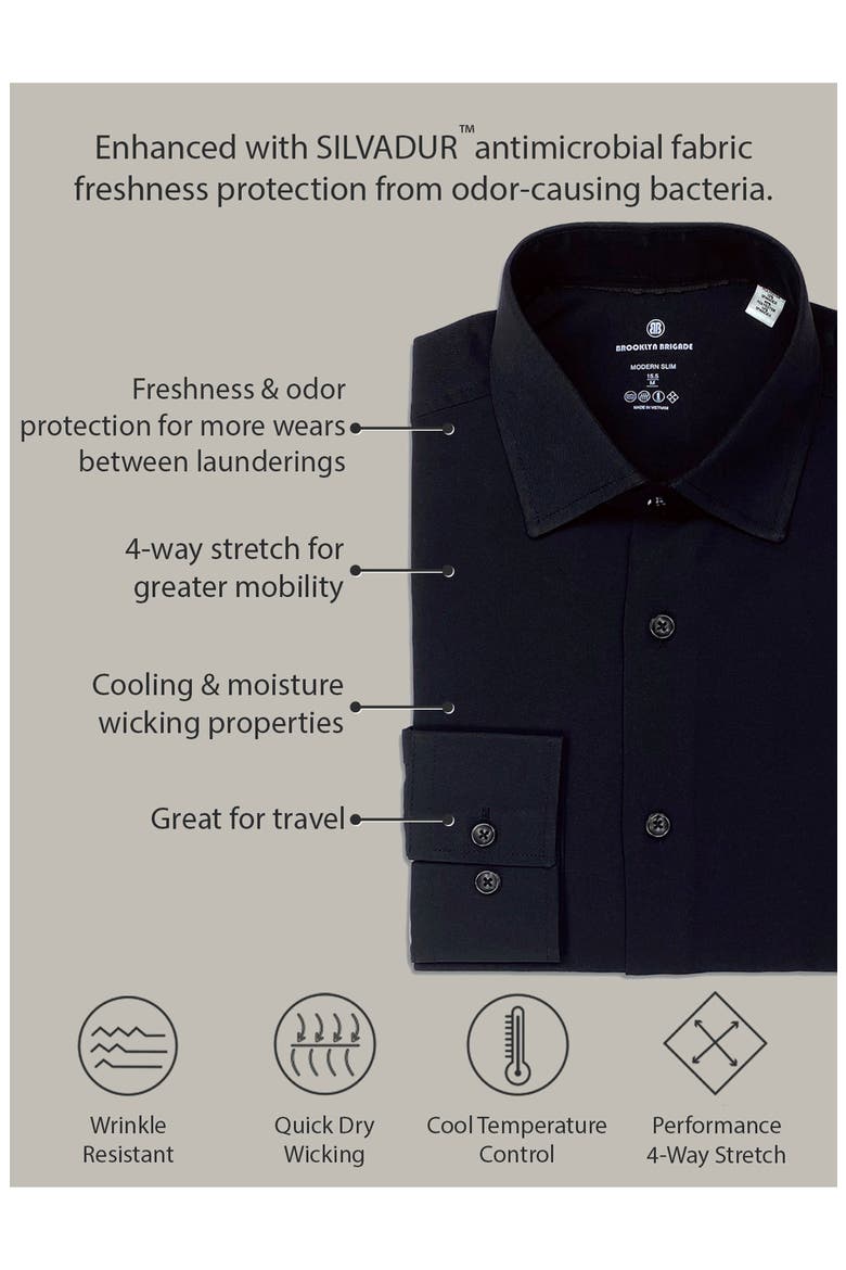 Slim Fit Geo Print Four Way Stretch Cool Temp Dress Shirt, Alternate, color, BLUE