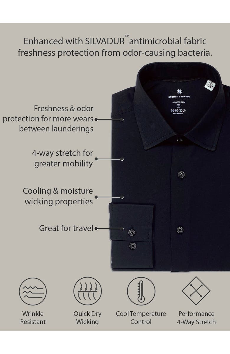 Brooklyn Brigade Slim Fit Geo Print Four Way Stretch Cool Temp Dress Shirt, Alternate, color, 