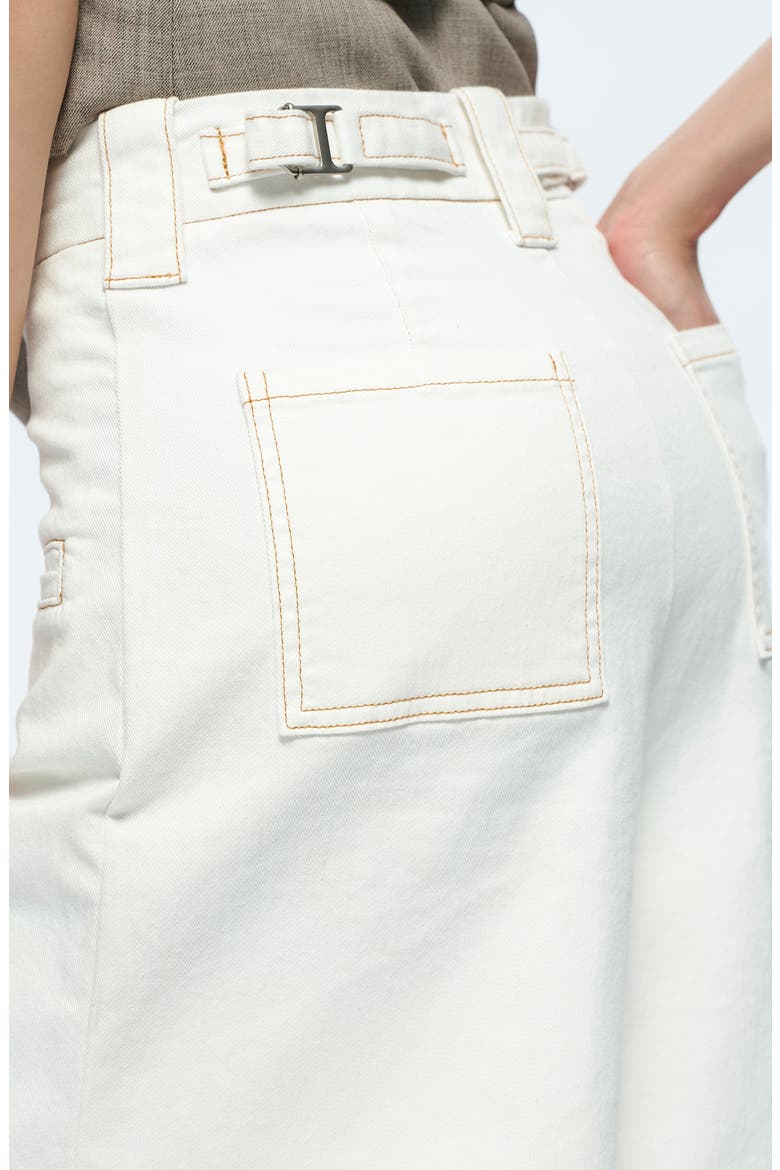 Timothy High Waist Knee Length Denim Shorts, Alternate, color, CREAM