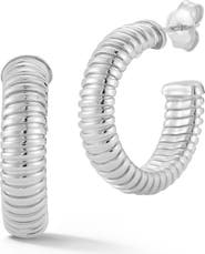 CHLOE AND MADISON Ribbed Hoop Earrings