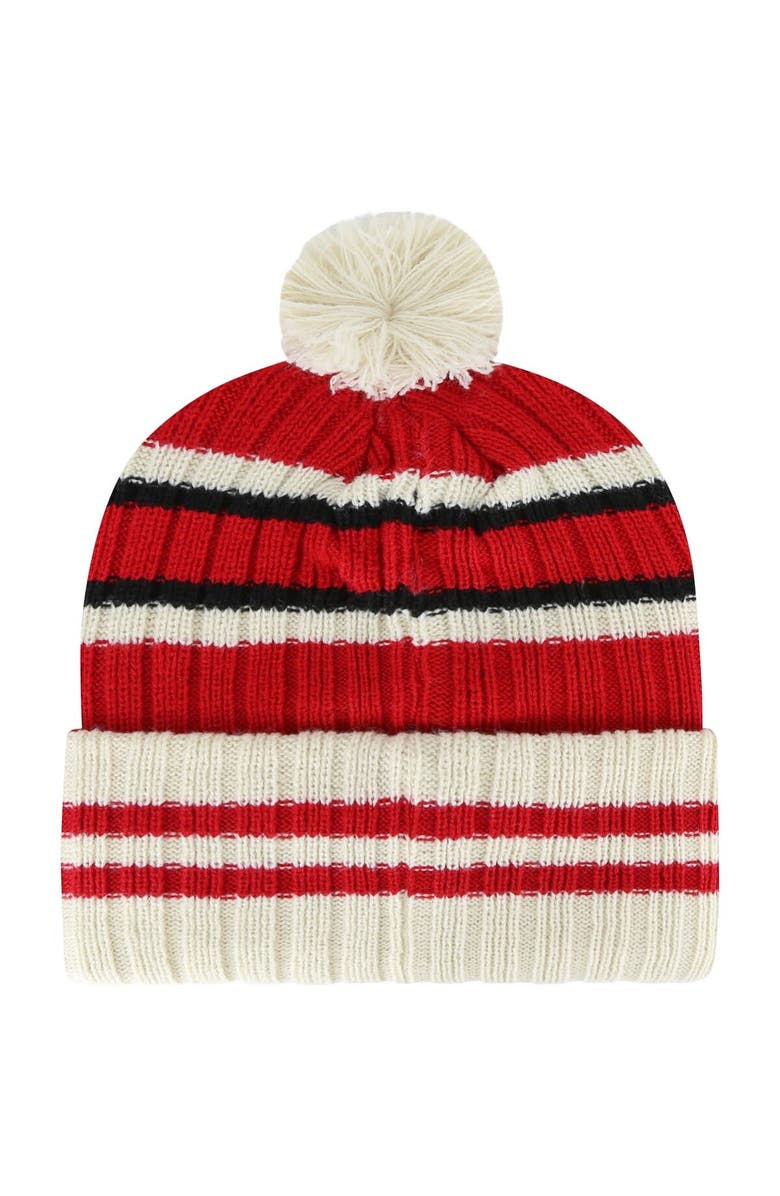 '47 Men's '47  Scarlet/Cream San Francisco 49ers Legacy No Huddle Cuffed Knit Hat with Pom, Alternate, color, 