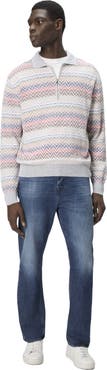 Missoni Long-sleeved Zig Zag Knit Polo Shirt With Half-zip Collar