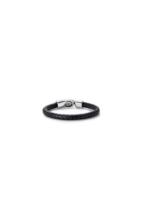 Braided Leather Bracelet with Secure Closure