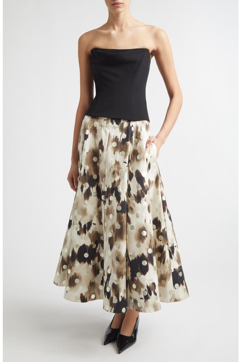 Parker Ikat Polka Dot Midi Skirt, Alternate, color, CREAM MULTI