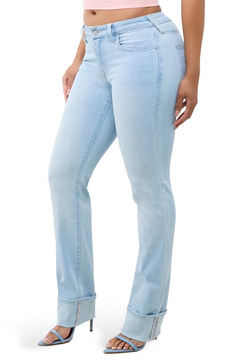Billie Cuffed Mid Rise Straight Leg Jeans, Alternate, color, LIGHT RAINWATER WASH