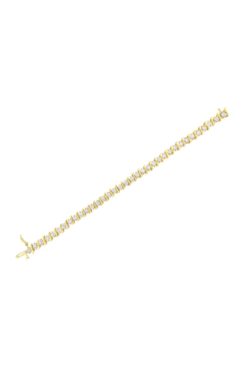 10K Yellow Gold Plated Silver 7.0 cttw 2-Prong Set Diamond "S" Link Bracelet, Alternate, color, Yellow
