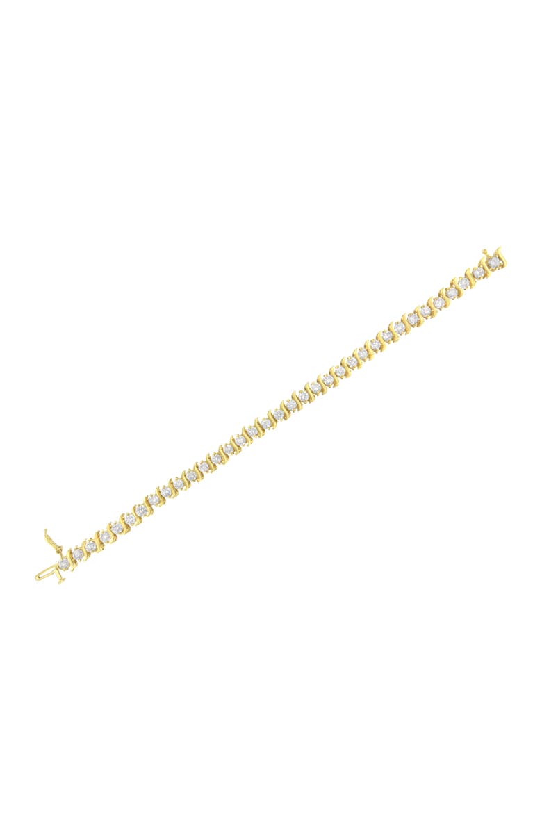 Haus of Brilliance 10K Yellow Gold Plated Silver 7.0 cttw 2-Prong Set Diamond "S" Link Bracelet, Alternate, color, Yellow