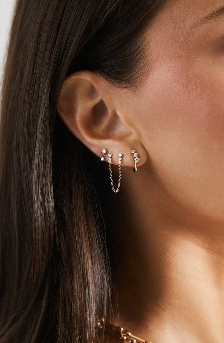 EF Collection Leila Huggie Hoop Earrings, Alternate, color, 14K Yellow Gold