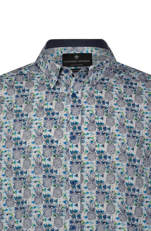 Luchiano Visconti Pineapple Print Short Sleeve Shirt In Multi