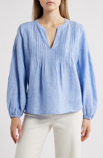 Tommy Bahama Costalina Pintuck Linen Peasant Top | Nordstrom