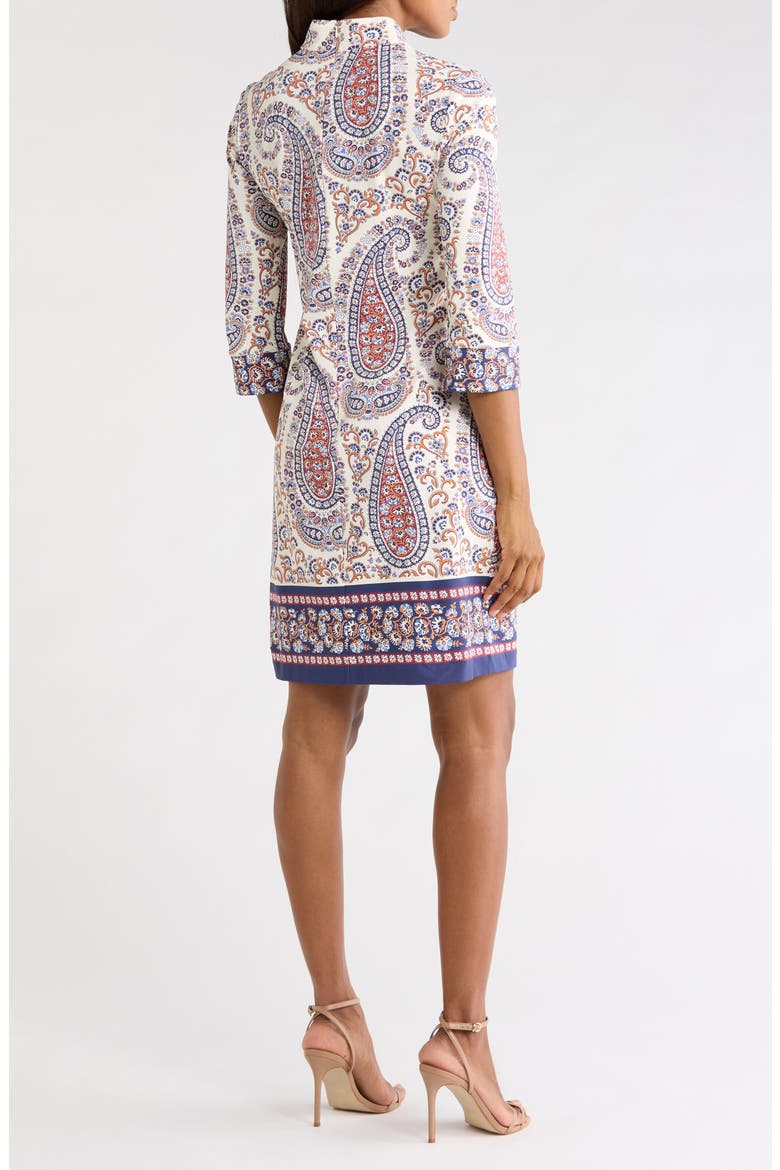 Zelda Print Long Sleeve Shift Dress, Alternate, color, OFF WHITE/RED/BLUE