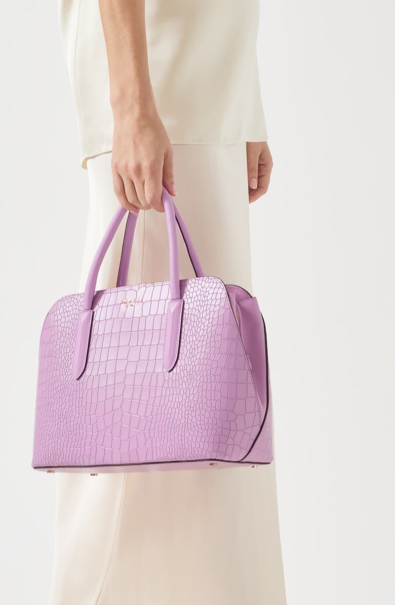 Radley Liverpool Street 2.0 Medium Croc Embossed Crossbody Bag, Alternate, color, Sugar Pink