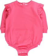 RuffleButts Baby Girls Sweatshirt Bubble Romper
