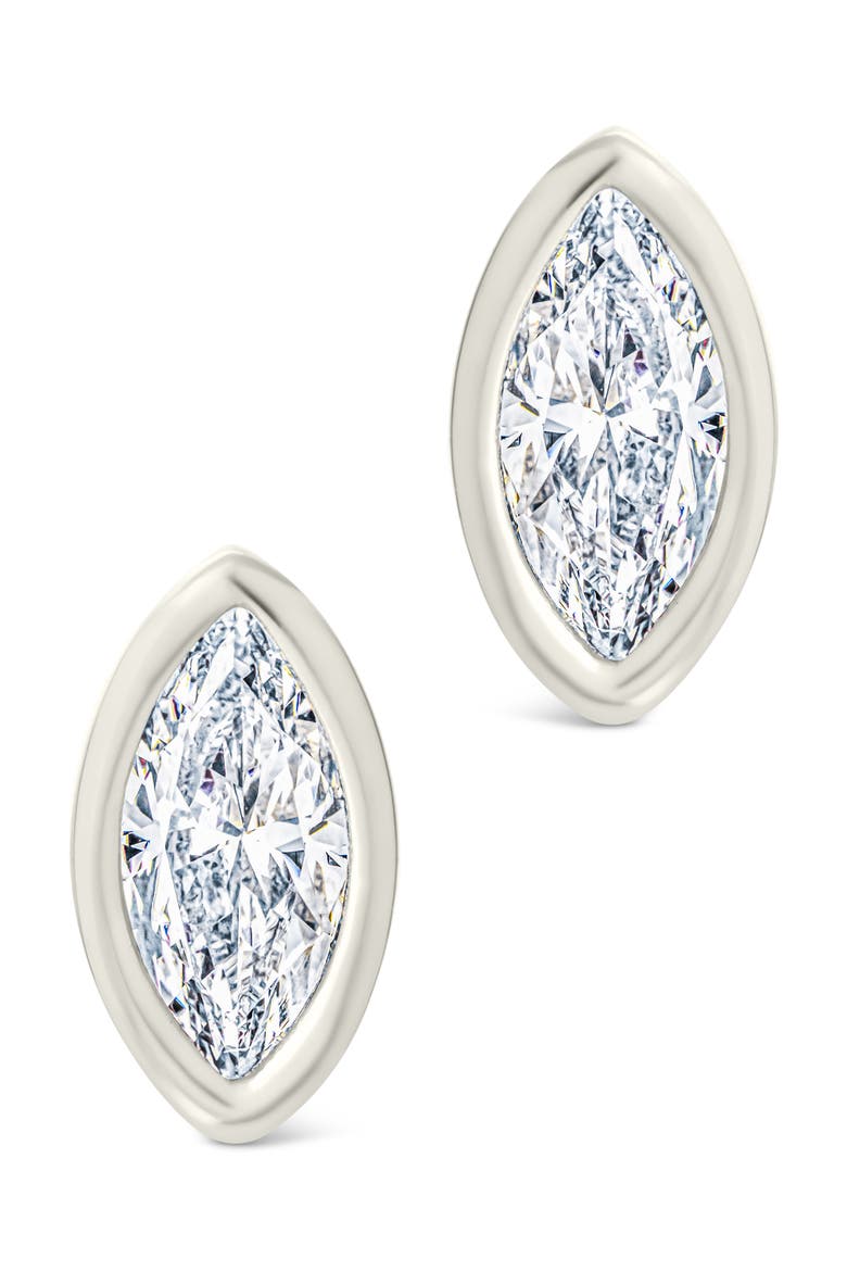 Marquise-Cut Cubic Zirconia Stud Earrings, Alternate, color, SILVER
