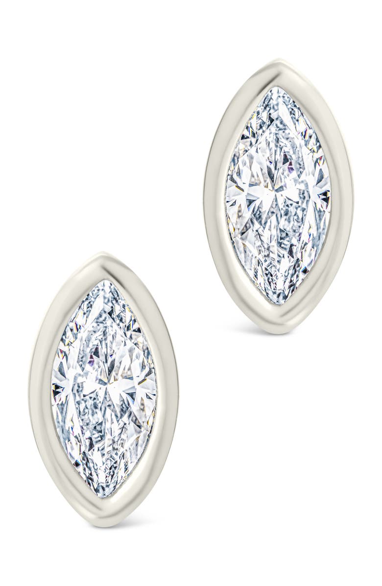 Sterling Forever Marquise-Cut Cubic Zirconia Stud Earrings, Alternate, color, Silver