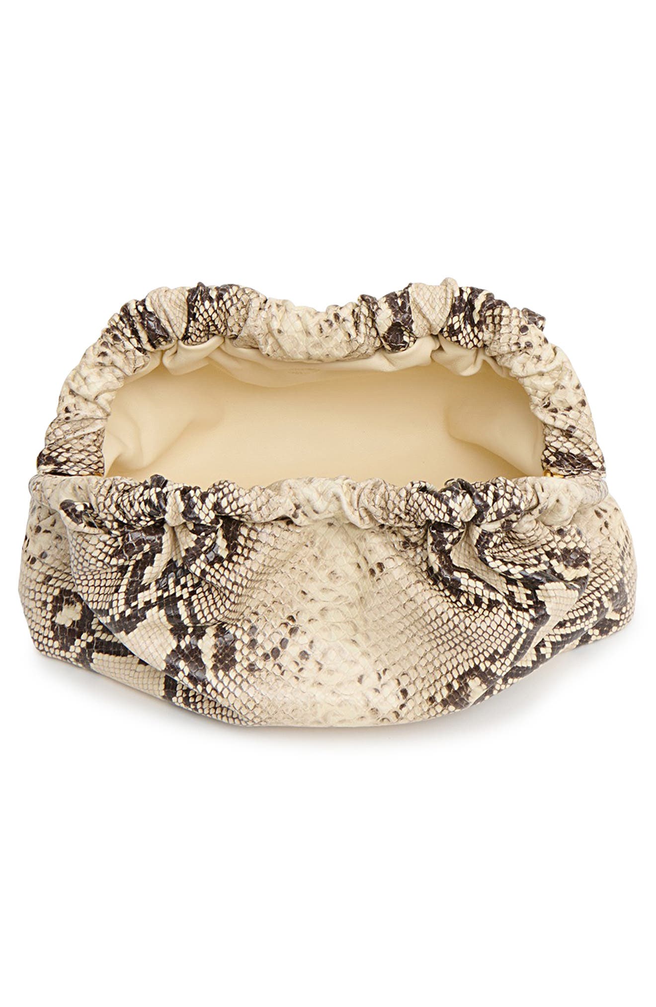 Mansur Gavriel Mini Cloud Snakeskin Embossed Leather Clutch, Alternate, color, Roccia